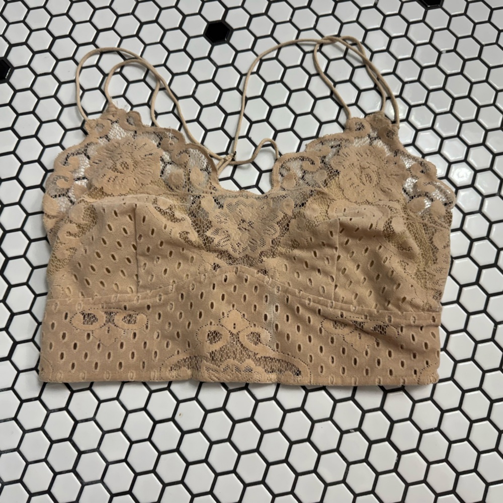 Free people one Lace cut out top with Strappy Back size XS
